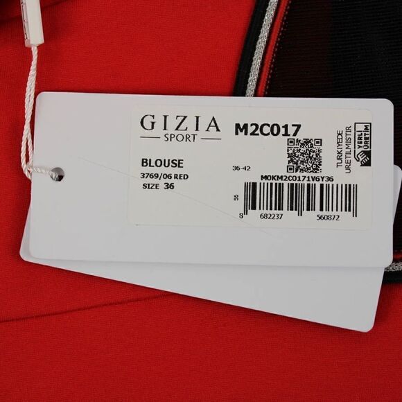 Gizia Sport M2C017 Hooded Athletic Blouse With Mesh Shoulders In Red - Women's 4 - Picture 12 of 15